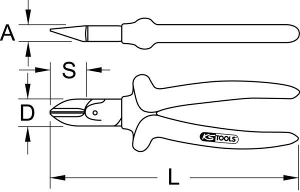 Slimpower cleste de taiat cu varf diagonal. 180mm