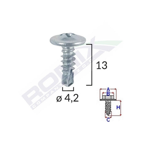 Surub autoforant din zinc 4.2x13 set 100 buc