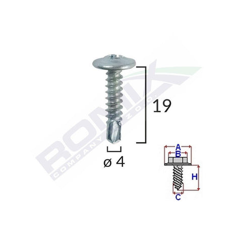 Surub autoforant din zinc 4.2x19 set 100 buc