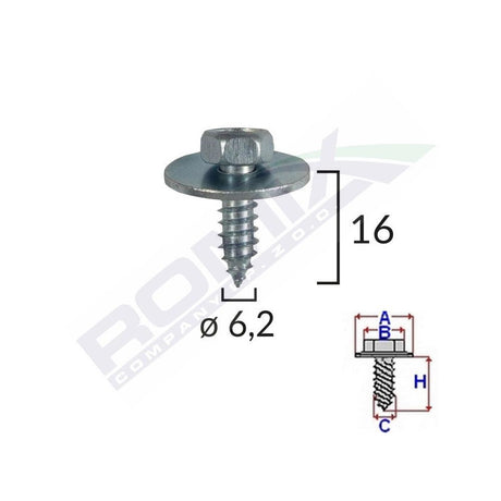 Surub cu cap hexagonal mb 6.2 mm set 10 buc