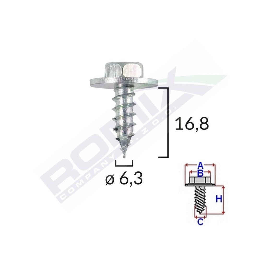 Surub cu saiba universal 6.3x16.8mm set 10 buc