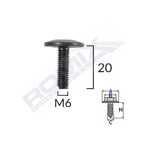 Surub fixare bara protectie m6 pentru vw/peugeot/citroen set 5 buc