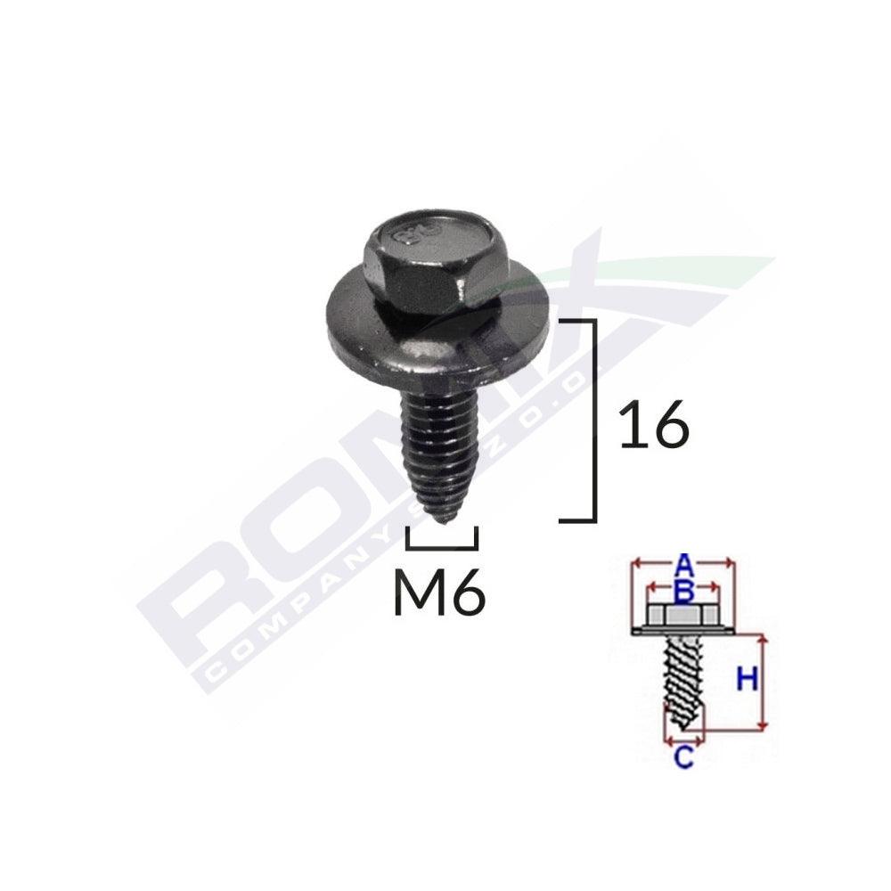 Surub fixare bara protectie pentru peugeot, citroen 6x16mm set 5 buc