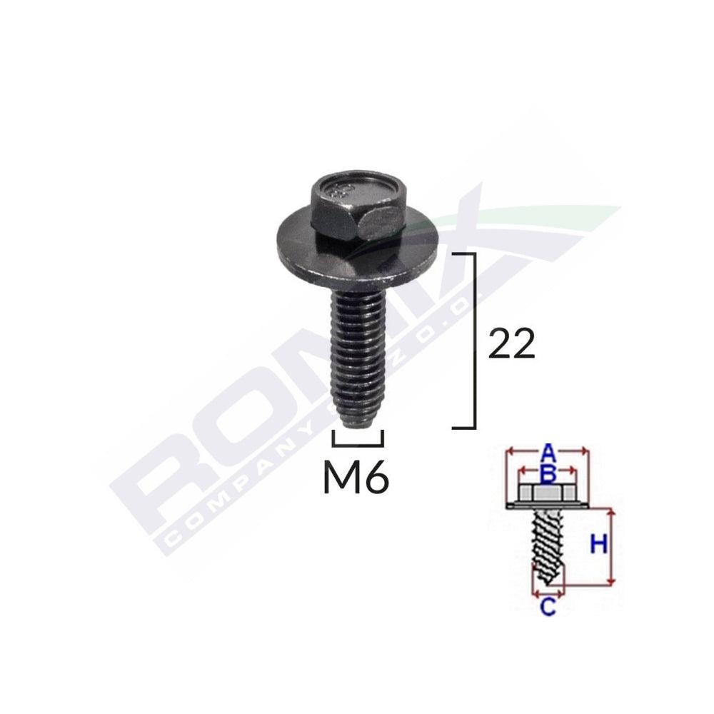 Surub fixare elemente exterior pentru peugeot, citroen 6x22mm set 5 buc