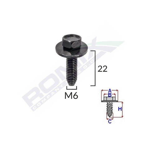 Surub fixare elemente exterior pentru peugeot, citroen 6x22mm set 5 buc