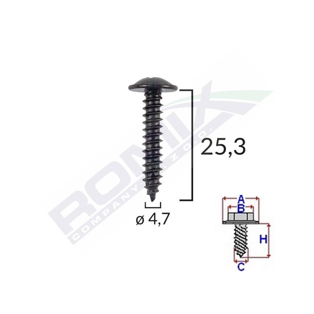 Surub fixare pentru alfa romeo/fiat 4.7x25.3mm - negru set 10 buc