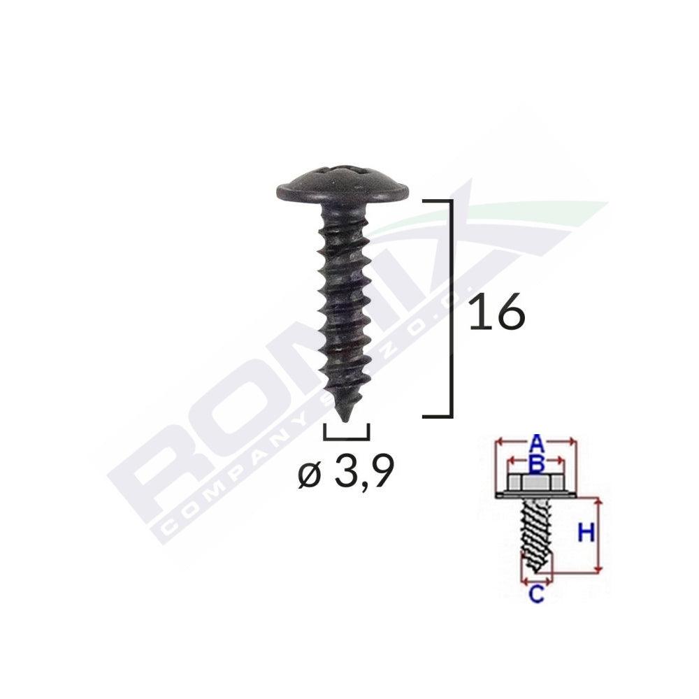 Surub universal fixare negru 3.9x16mm set 25 buc