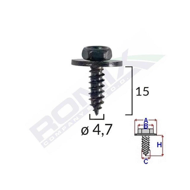 Surub universal fixare negru 4.7x15mm set 10 buc